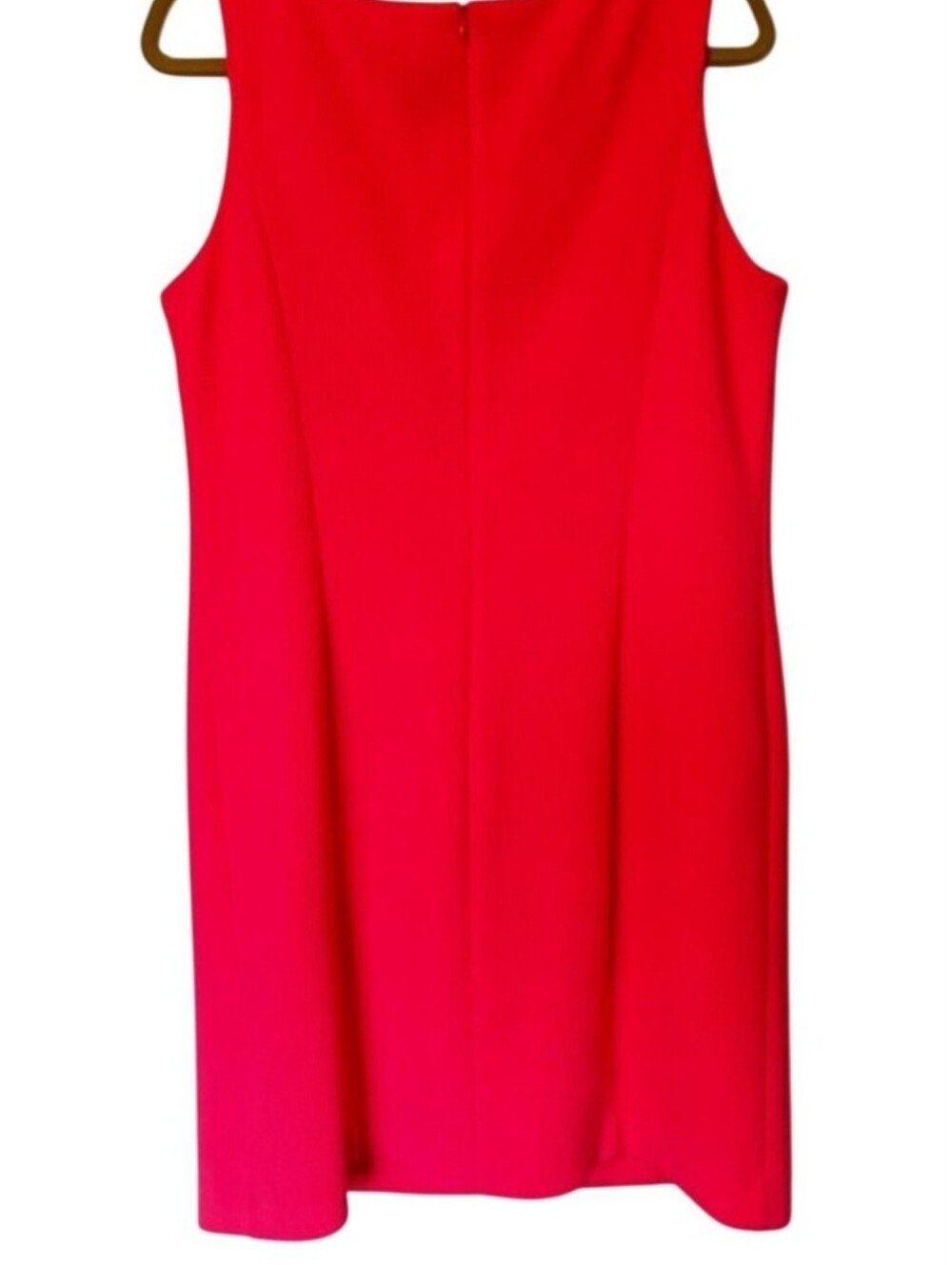 Vince Camuto Hot Pink Sleeveless Embroidered Gold V-Neck Mini Dress. Size 14 - Picture 2 of 8
